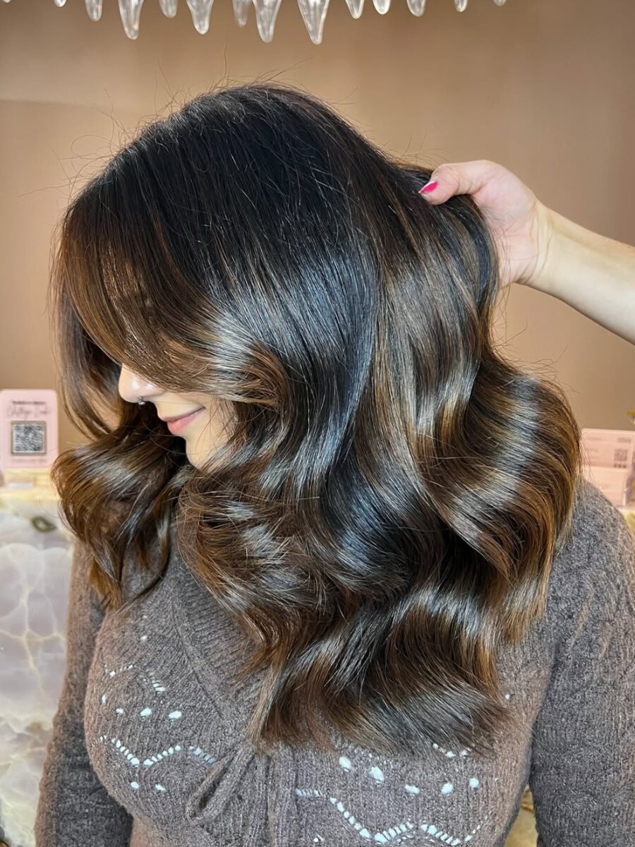Karamell-Balayage nach der Behandlung